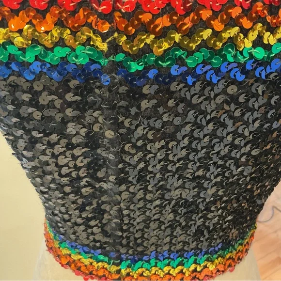 Vintage 70s Rainbow Sequin Tube Top - Picture 7 of 15